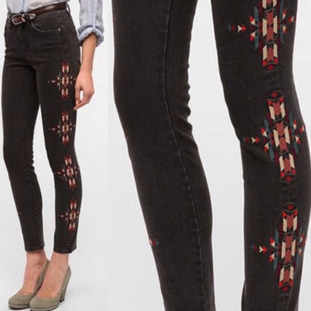 BDG Aztec Embroider High Rise Cigarette Jeans